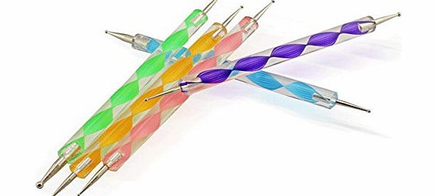 Domire Set of 5 Multi Coloured Swirl Double Ended Nail Art Dotting/Marbleizing tools Color Choose(mixture)