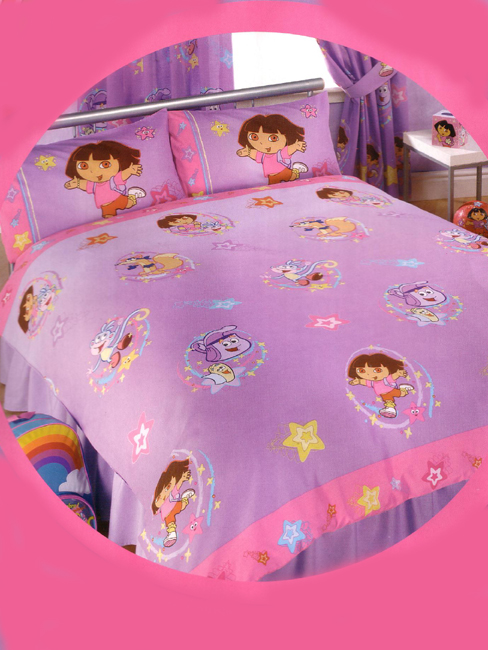 Dora the Explorer Double Duvet Cover and Pillowcase Swirl Design Bedding