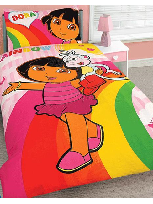 Dora the Explorer Duvet Cover and Pillowcase `ainbow Glitter`Design Bedding