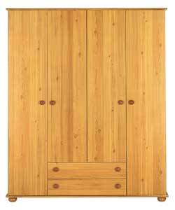 4 Door 2 Drawer Wardrobe - Pine
