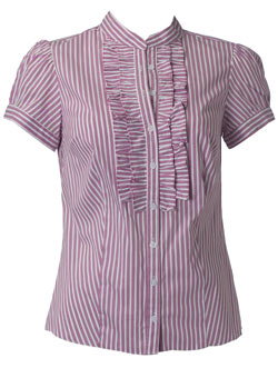 Dorothy Perkins Berry stripe double ruffle top