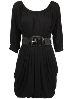 Black batwing belted tunic