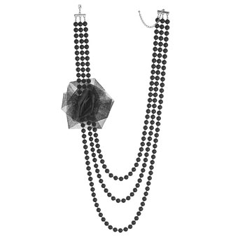 Black bead corsage necklace