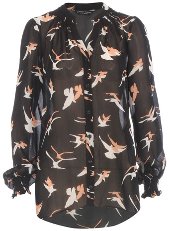 Black bird print blouse DP05202901
