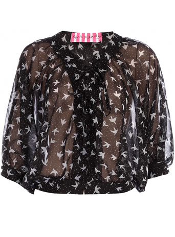 Black chiffon bird blouse DP12198101