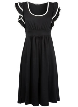 Dorothy Perkins Black contrast frill sleeve dress