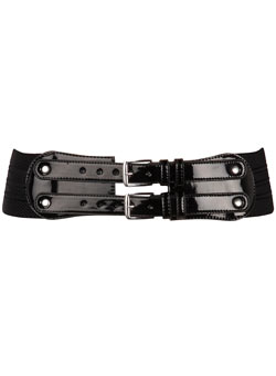 Black double buckle waist belt