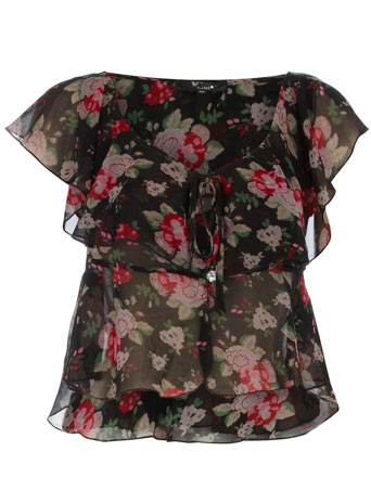 Dorothy Perkins Black floral crop blouse DP65000292