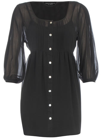 Black georgette button blouse DP05203101