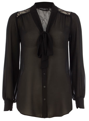 Black lace shoulder blouse DP05313701
