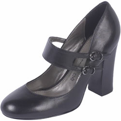 Dorothy Perkins Black leather bar shoes.