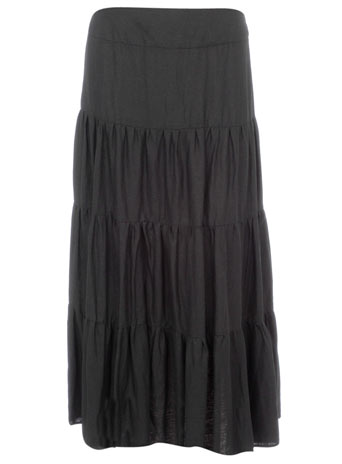 Dorothy Perkins Black linen tiered maxi skirt