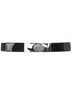 Black oval plate belt