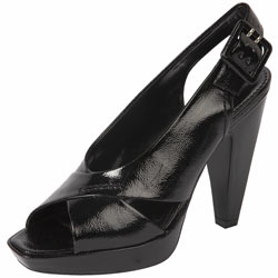 Dorothy Perkins Black patent peep toe shoes