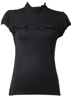 Dorothy Perkins Black quilted polo top