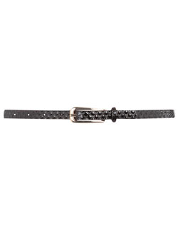 Black quilted skinny belt