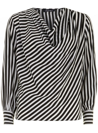 Dorothy Perkins Black stripe cowl neck blouse DP60100370