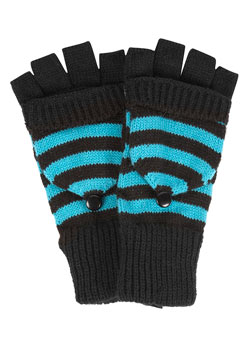 Black stripe fingerless gloves