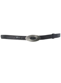 Black sunray oval buckle belt