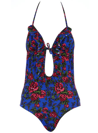 Dorothy Perkins Blue 50s floral swimsuit DP06906321