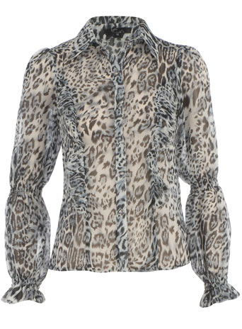 Blue leopard print blouse DP65000249