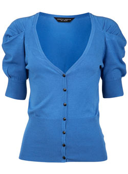 Blue pleat shoulder cardigan