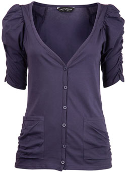 Dorothy Perkins Blue ruched sleeve cardigan