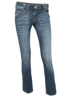 Blue stud straight leg jeans
