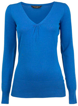 Dorothy Perkins Blue viscose v-neck jumper