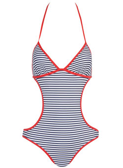 Dorothy Perkins Blue/white stripe cut out swimsuit