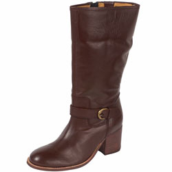 Brown leather knee boots.
