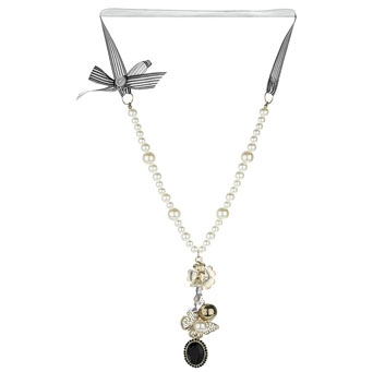Dorothy Perkins Butterfly pearl and ribbon necklace
