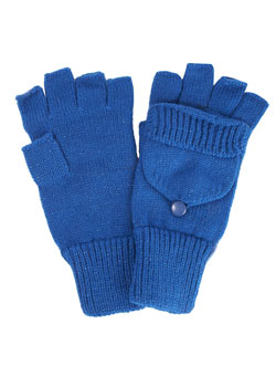 Cobalt fingerless gloves