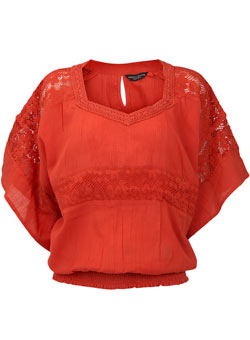 Dorothy Perkins Coral batwing lace top