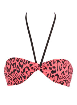 Dorothy Perkins Coral leopard bikini top