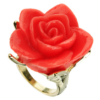 Dorothy Perkins Coral plastic flower ring
