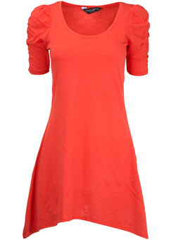 Dorothy Perkins Coral ruched sleeve tunic top