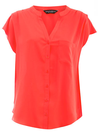 Dorothy Perkins Coral tuck shoulder blouse DP05233416