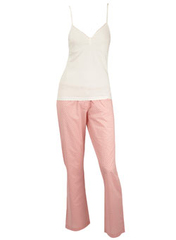 Cream and pink spot pyjamas
