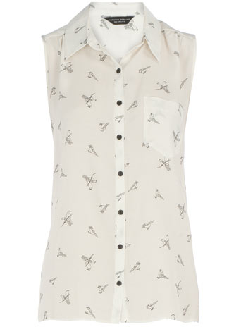 Cream bird print blouse DP05231281