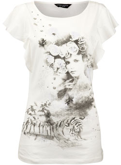 Dorothy Perkins Cream face tiger lace top