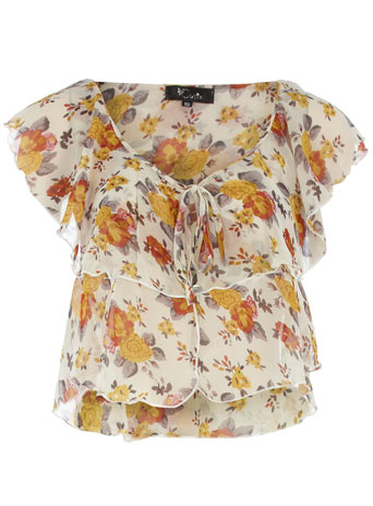 Cream floral crop blouse DP65000293