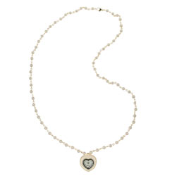 Cream heart clockette necklace