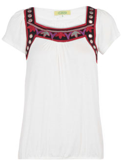 Dorothy Perkins Culture white embroidery top
