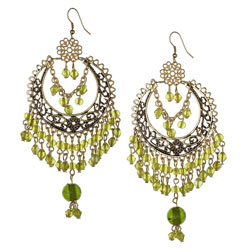 Ethnic beaded drop chandelier earrings