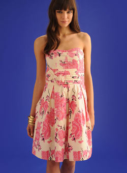 Floral strapless prom dress