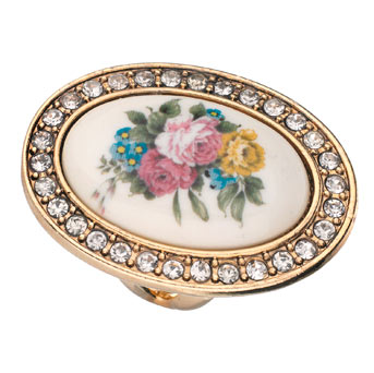 Flower print cameo ring