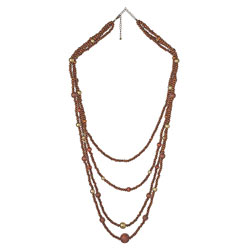 Four Row Wood Necklace