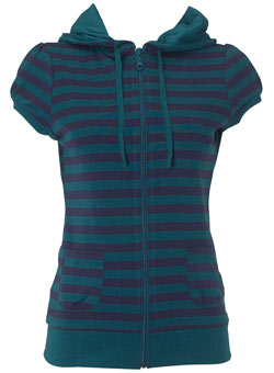 Dorothy Perkins Green/navy stripe hoody