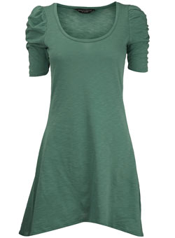 Dorothy Perkins Green ruched sleeve tunic top
